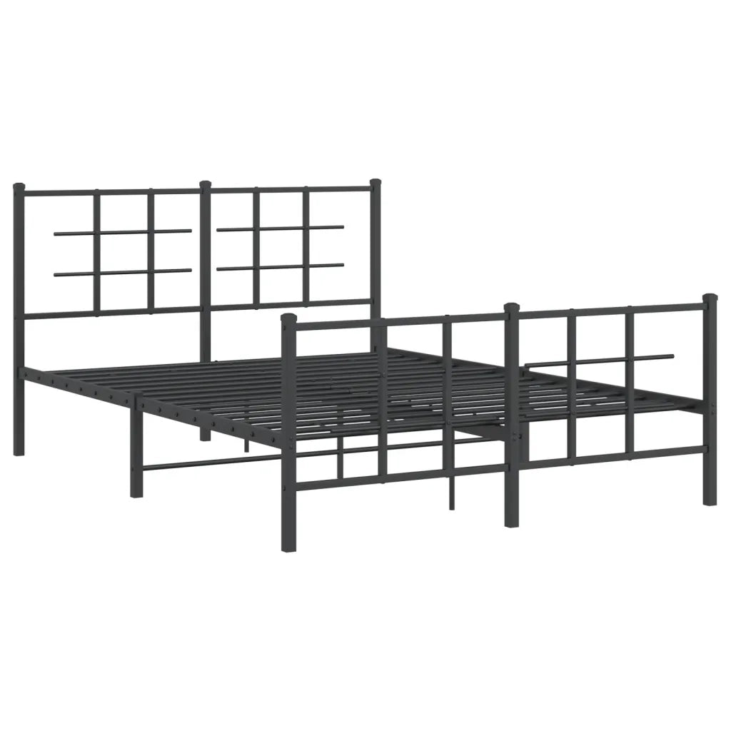 Giroletto con Testiera e Pediera Metallo Nero 140x190 cm 355579