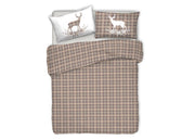 Copripiumino Sacco Piumone Pensieri Delicati 100% Cotone Dis. Cervo Tartan - Matrimoniale - Beige