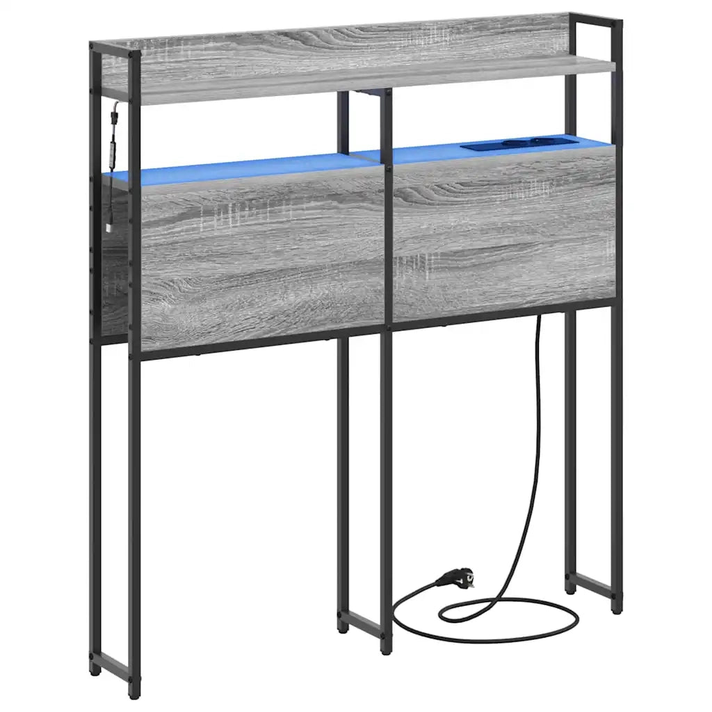 Testiera con lo scaffale-Testata contenitore Grigio sonoma 80 cm Legno multistrato