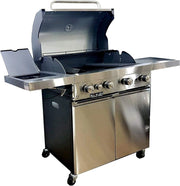 Ke Grill KE421/5 Barbecue Inox a Gas GPL e Pietra Lavica 4 Fuochi + Fornello Laterale