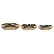 Set di 3 vassoi decorativi in metallo dorato per gioielli, piatti rotondi, accessori per la casa con texture glamour