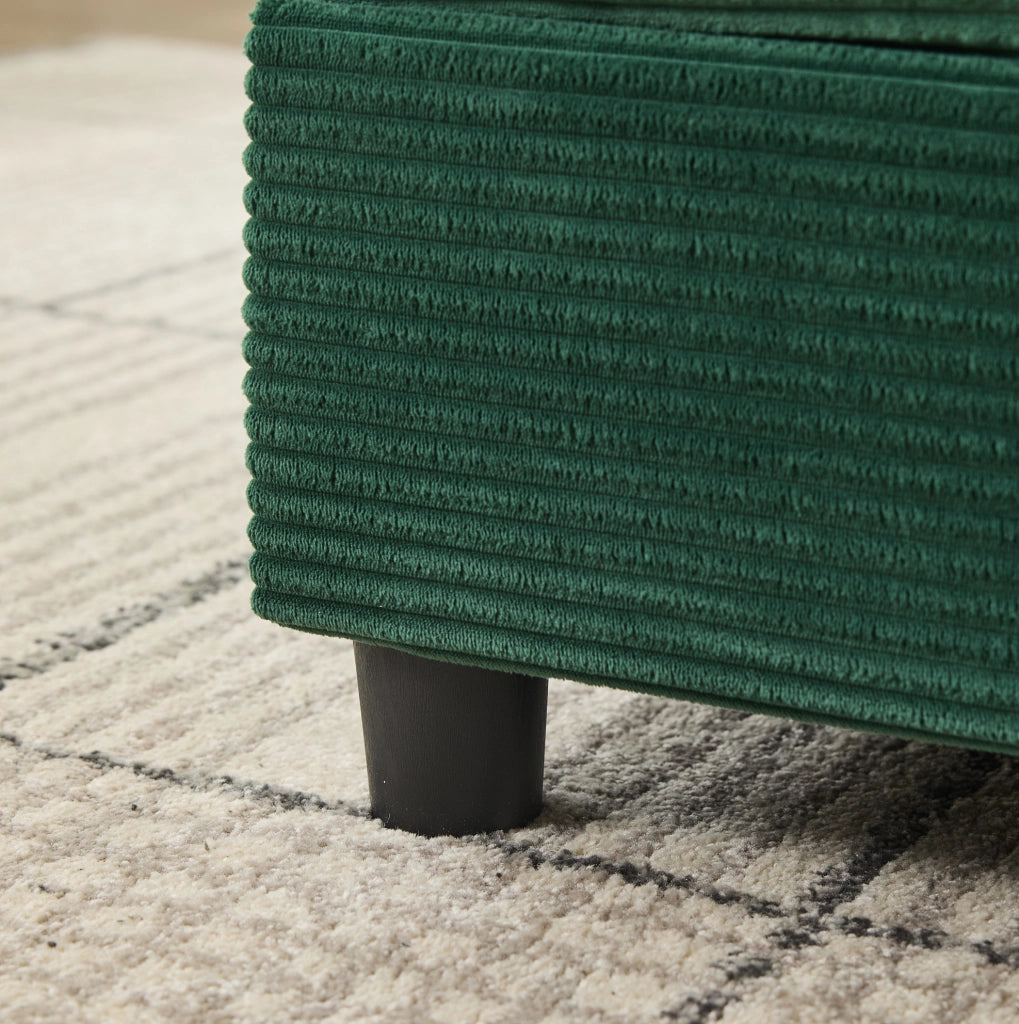 Chaise longue con vano contenitore in metallo e legno verde smeraldo