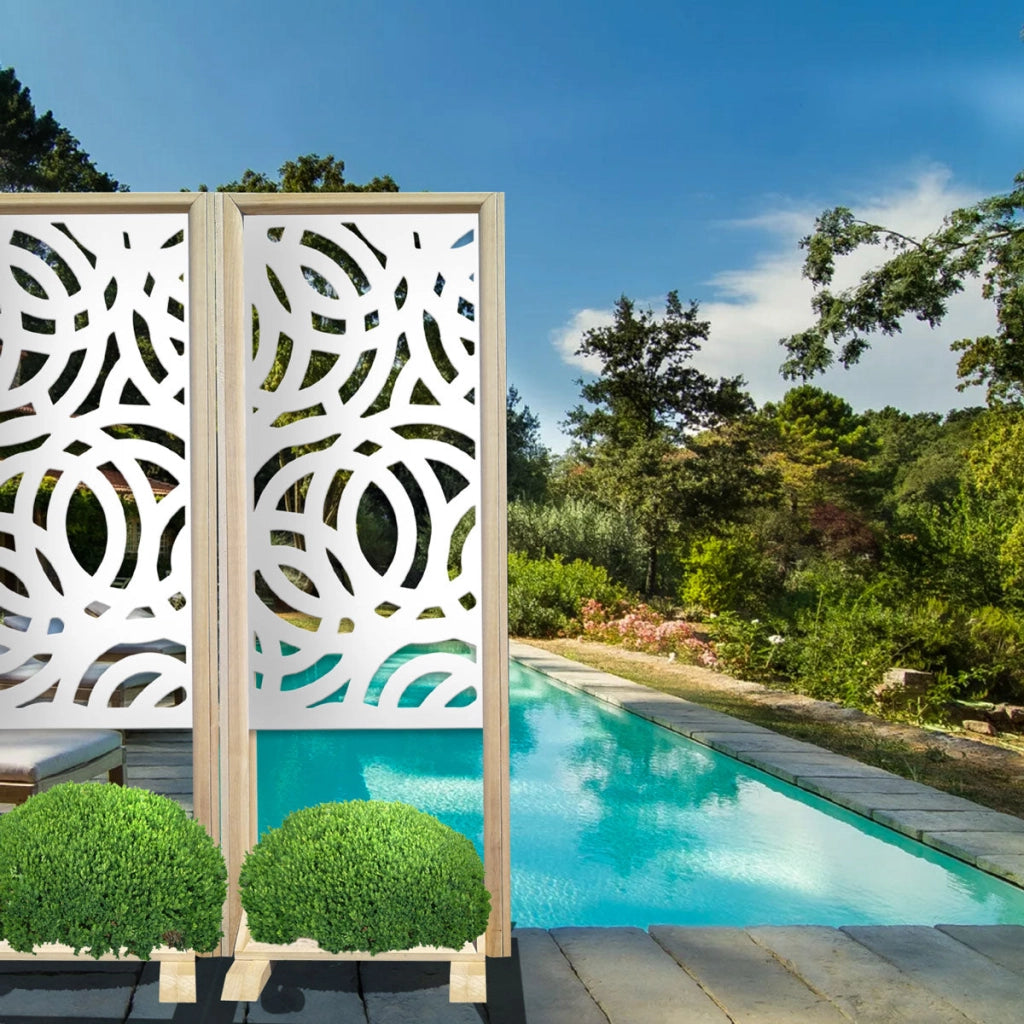 CERCHI LARGE - Separè - Paravento modulabile - 70x190cm - in Legno e PVC Colore: bianco