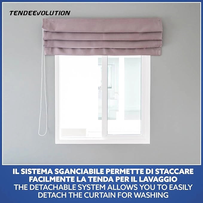Binario Tenda a Pacchetto 2 Calate con cassone, Bastone Attacco Parete/Soffitto, Binario in Alluminio Bianco Lunghezza 80 CM Comando a destra