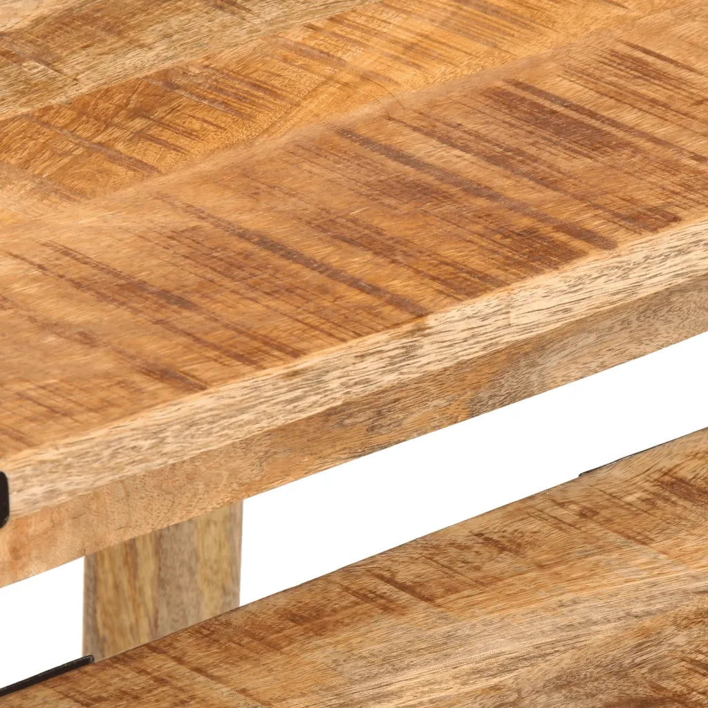 Tavolini a Incastro 3 pz in Legno Massello Grezzo di Mango