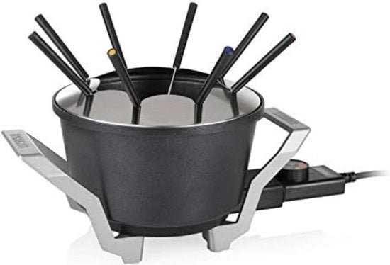 Set di Fonduta al Formaggio - Fondo di Fonduta al Formaggio - Fondo di Fonduta al Formaggio in Cotto - 1,5L - Nero