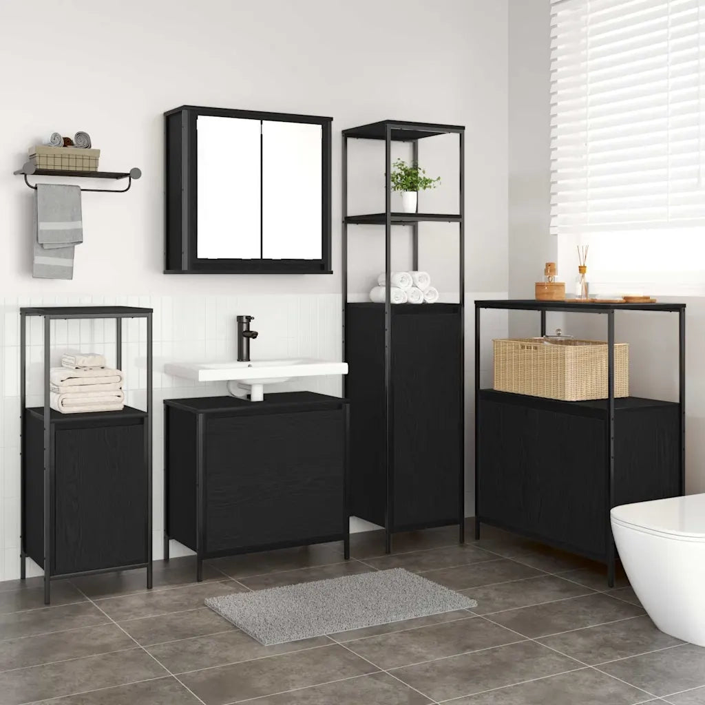 Set di mobili per il bagno 5 pcs Nero Legno multistrato 3328369