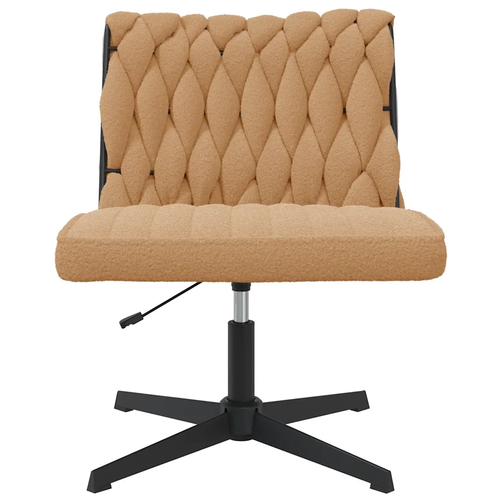 Sedia da Ufficio Girevole in Tessuto Riccio Beige Effetto Lana 4105400