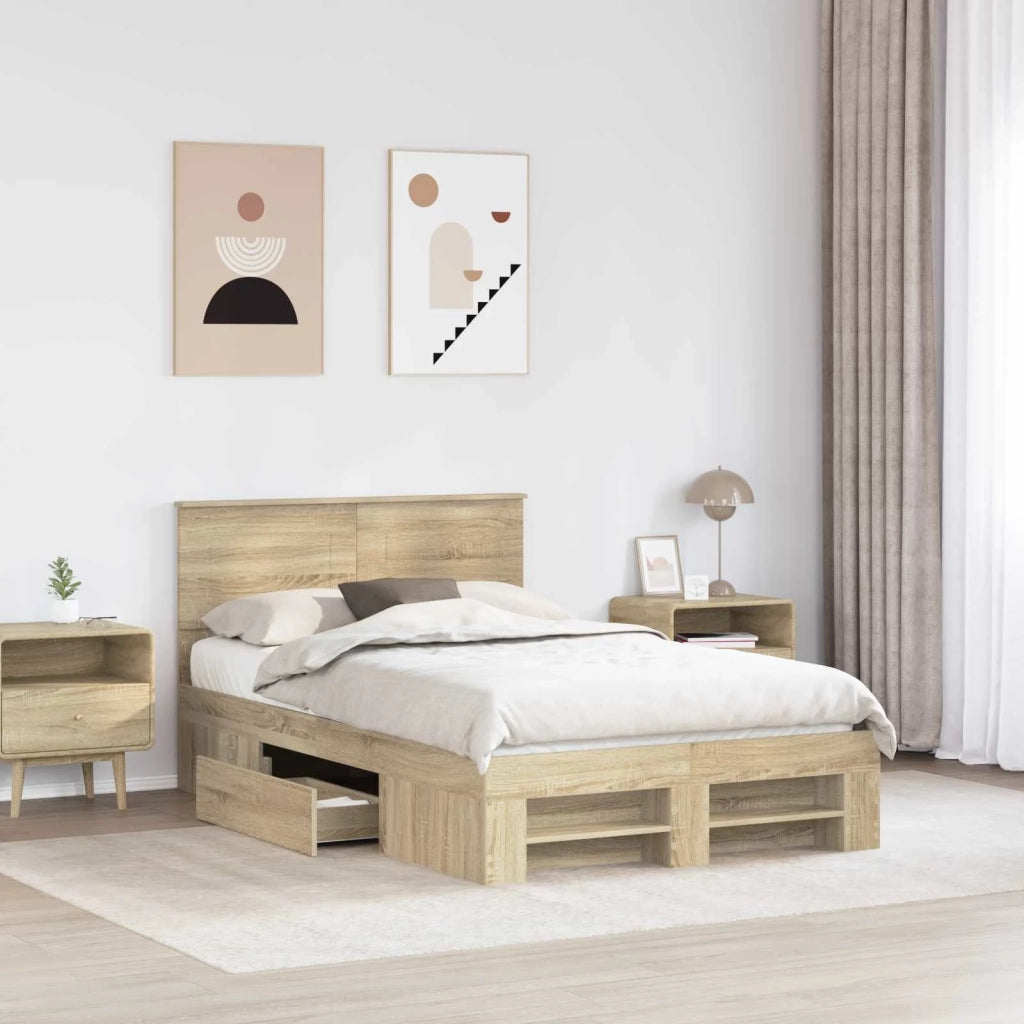 Struttura del letto con testiera Rovere Sonoma 120 x 200 cm 3408783