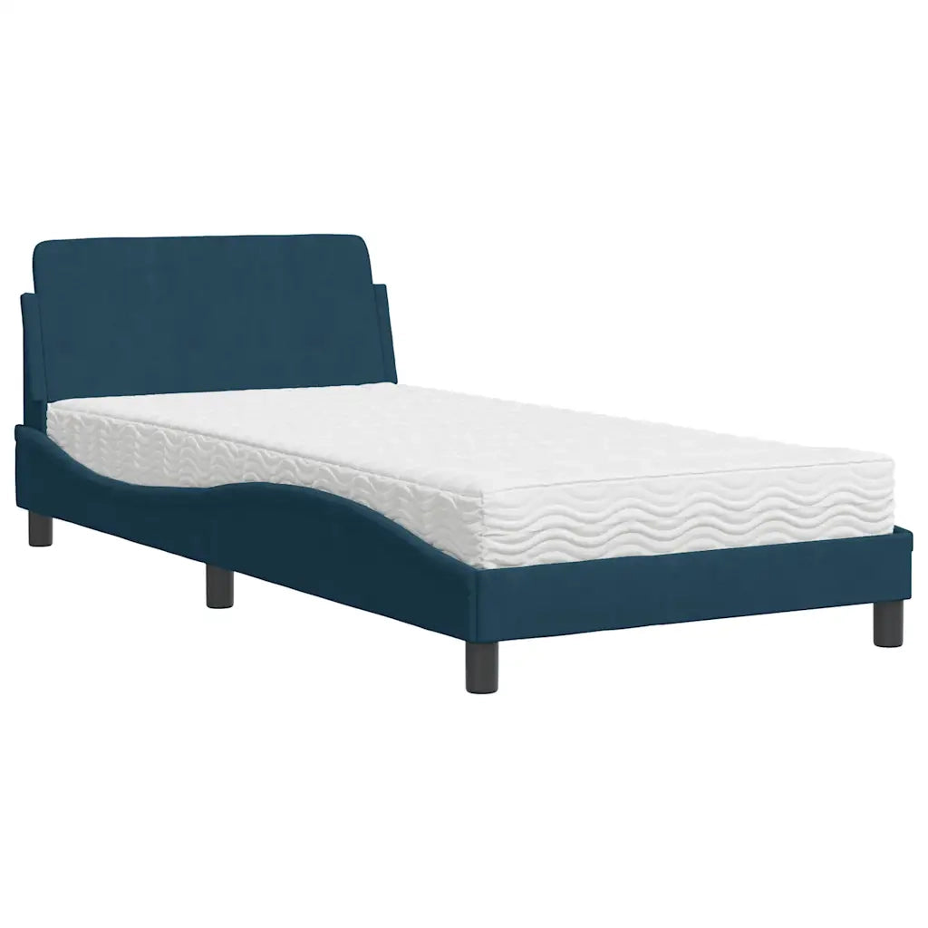 Letto con Materasso Dover Blu 100x200 cm in Velluto 3208355