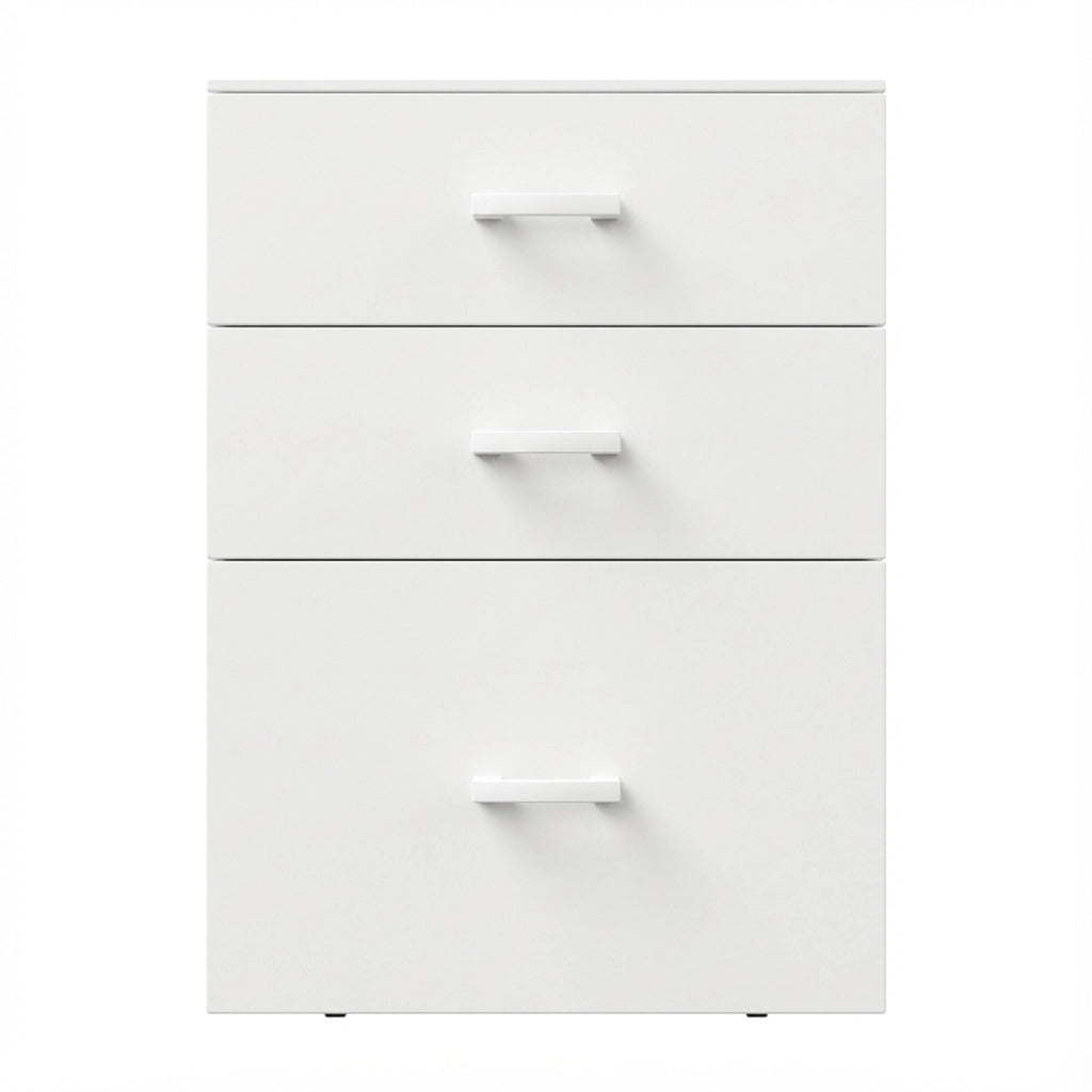Lyra - Cassettiera Porta Stampante 3 Cassetti Mobiletto da Ufficio con Ruote in Legno MDF Bianco