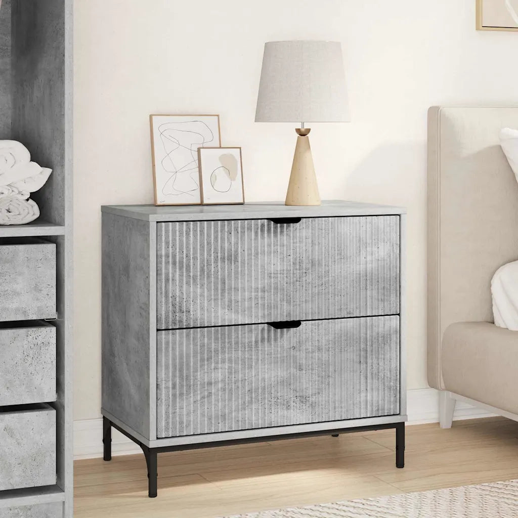 Comodino | Armadio da Notte | Mobiletto da notte Grigio cemento 63.5 x 36 x 61 cm Legno multistrato