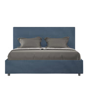 BS COM Letto una piazza e mezza senza rete imbottito 130x190 microfibra blu