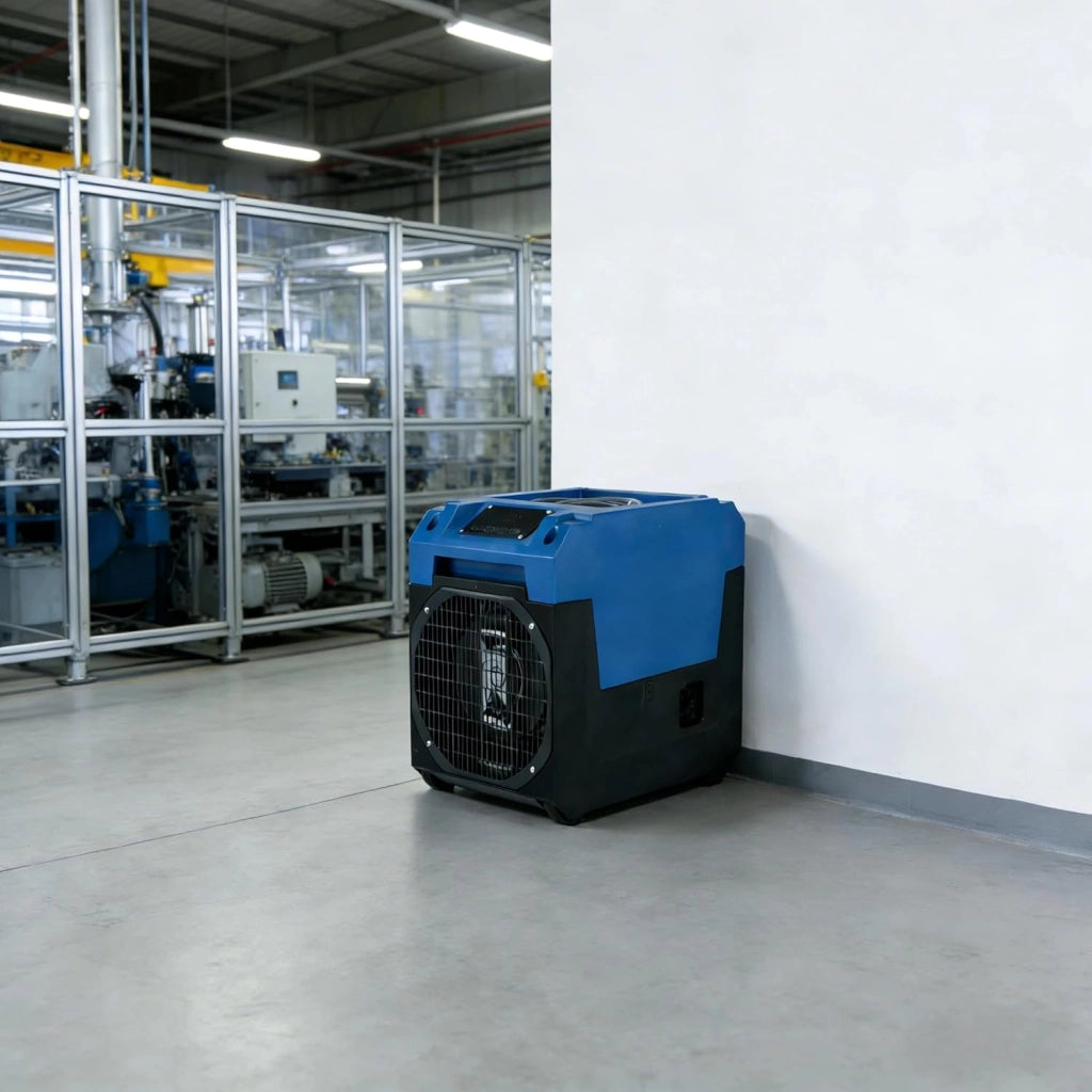 Deumidificatore Commerciale 60 L/Giorno, Deumidificatore Industriale con Ruote, Display LED, Timer 24H, Sbrinamento & Memoria Automatico, Tubo di Scarico, Adatto fino a 167 ㎡ (Blu)
