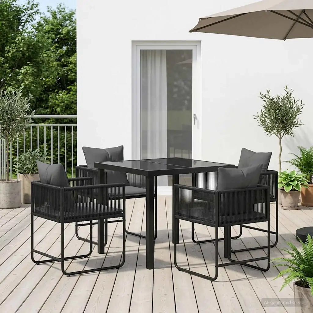 Set da Pranzo per Giardino 5 pcs Nero e antracite