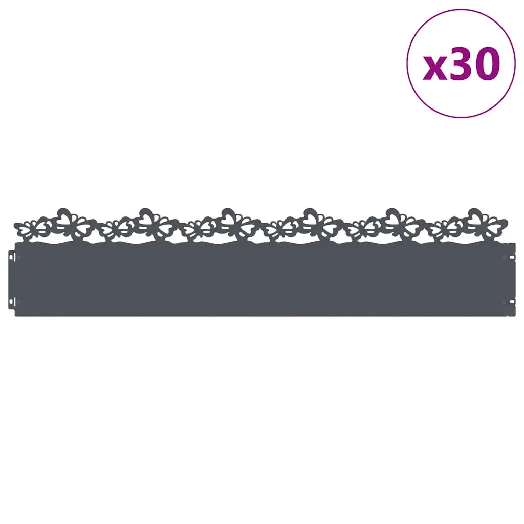 Bordure per prato 30 pz Antracite 103 x 0,05 x 22 cm Acciaio CFW6758937