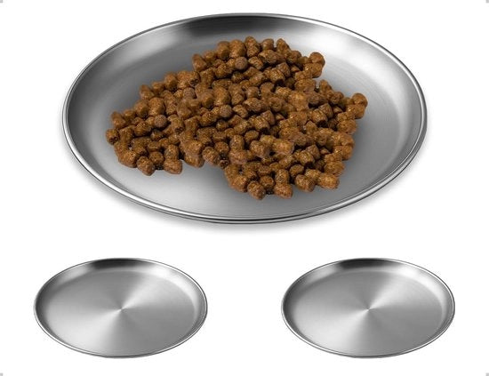 Set di Ciotole per Gatti in Acciaio Inossidabile - Progettazione Piana - Design Sostenibile - Facile da Pulire - Ciotola per Gatti
