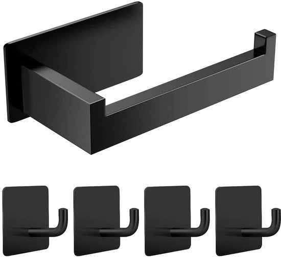 Supporto per Cartucce di Toilette Senza Forare, Supporto per Cartucce di Toilette Autoadesivo, Supporto per Cartucce di Toilette con 4 Ganci per l'Appoggio di Tovaglie, Abiti, Asciugamani, Vasche da Bagno, Cappelli, Chiavi