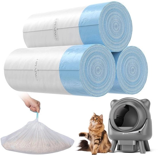 Cura X1 - voeringe per gatto autoigienizzanti, 3 pacchi da 60 pezzi in HDPE, impermeabili, senza odore, resistenti alle scalfitture con cordoncini di trascinamento, compatibili con Cura X1