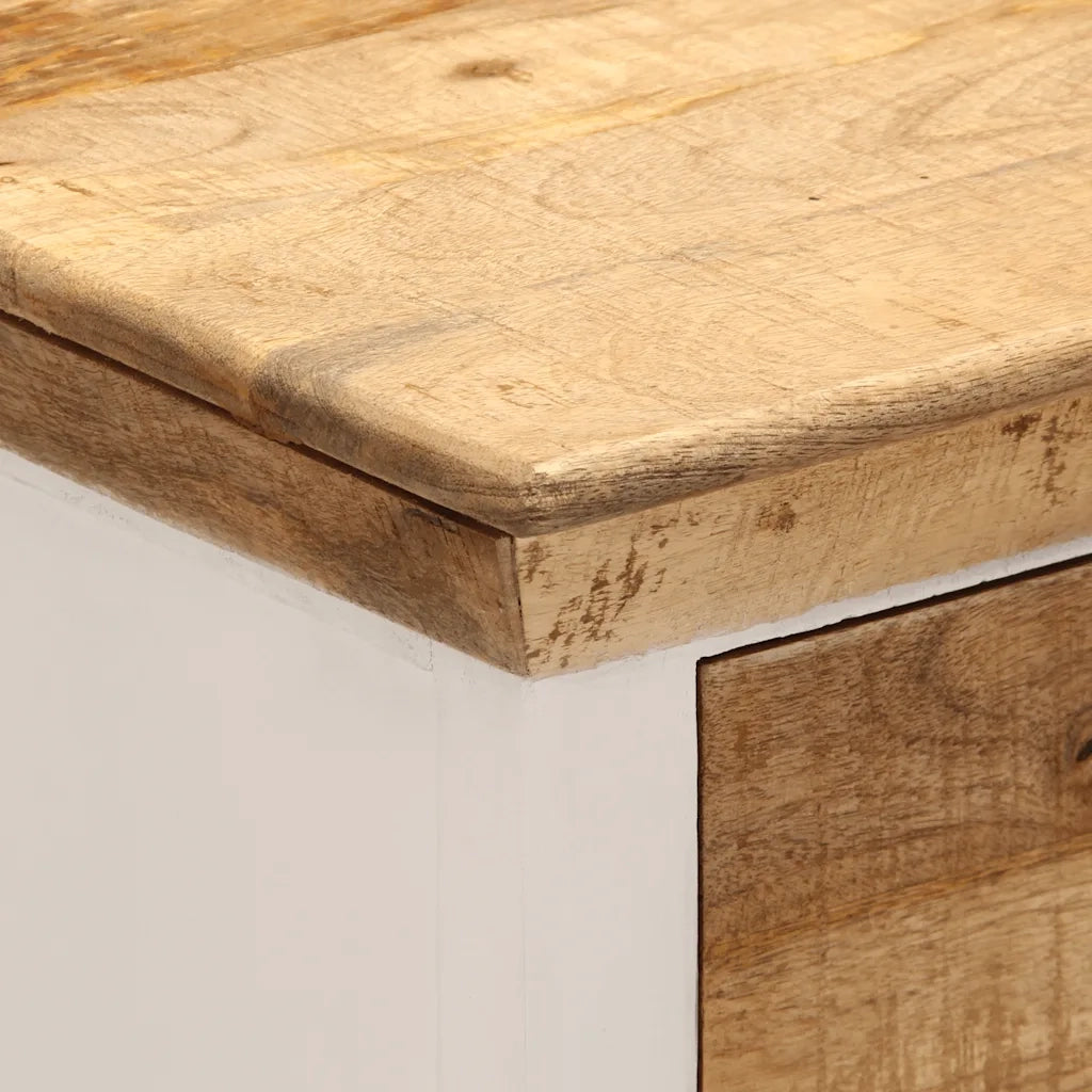 Credenza | Madia | Buffet da pranzo | Armadio da pranzo Bianca e Marrone 55x30x73 cm Massello di Mango Grezzo