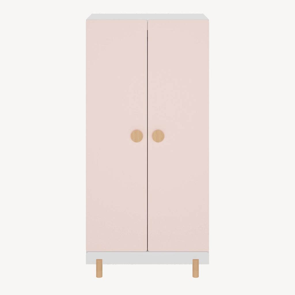 Armadio per Cameretta Vaarentaa a 2 Ante 126x60x41 cm - Bianco/Rosa [en.casa]