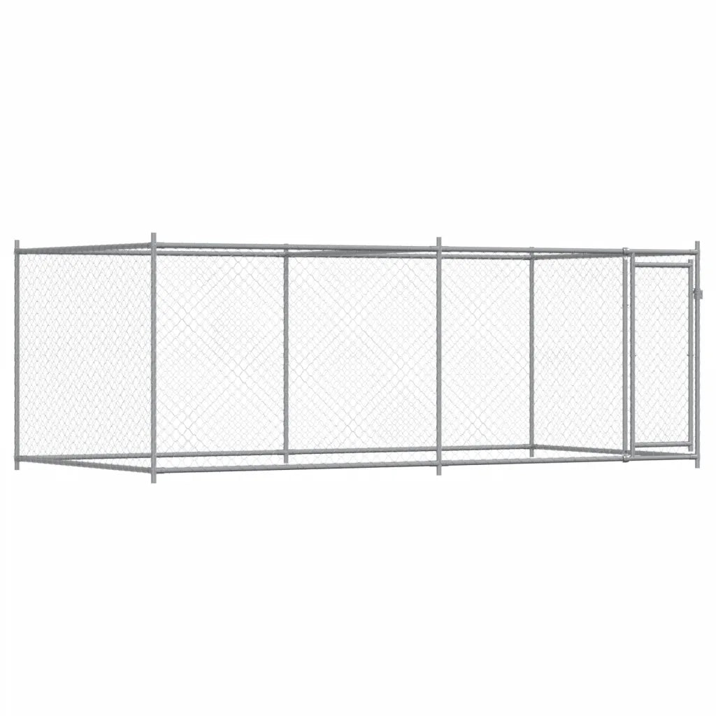 Gabbia per Cani con Porta Grigia 4x2x1,5 m in Acciaio Zincato CFW6413565