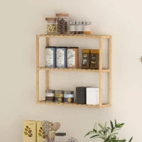 Scaffale da bagno in bambù regolabile, scaffale da bagno a 3 livelli, 60 x 15 x 54 cm, effetto legno naturale