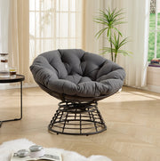 Poltrona Papasan girevole 360° ?92x67 cm in acciaio e PE rattan; grigio