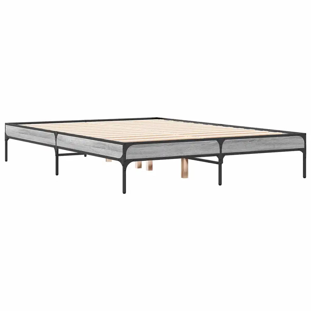 Letto matrimoniale | Letto per adulti | Giroletto Grigio Sonoma 120x190 cm in Legno Multistrato Metallo