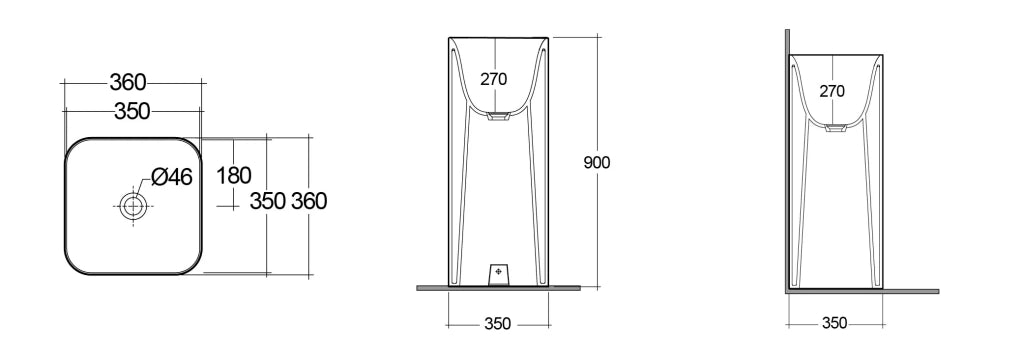 Lavabo freestanding quadrato 36 cm linea petit