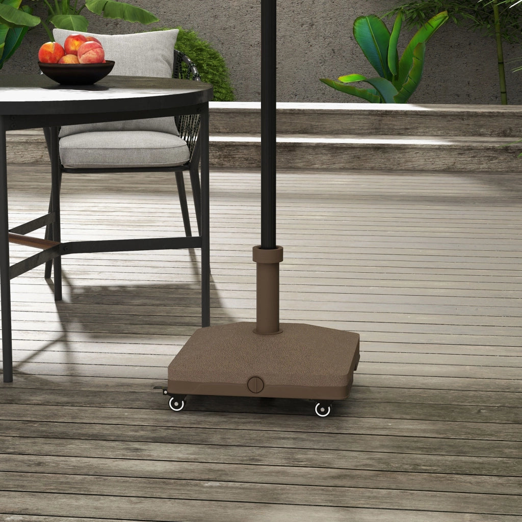 Base per Ombrellone Quadrato con 4 Ruote ¨C zephmum ¨C 45x45x39 cm HDPE Marrone
