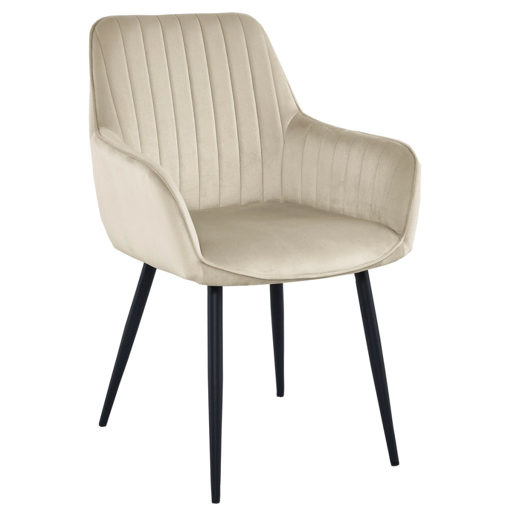 Sedia di design Solden in velluto beige e metallo nero