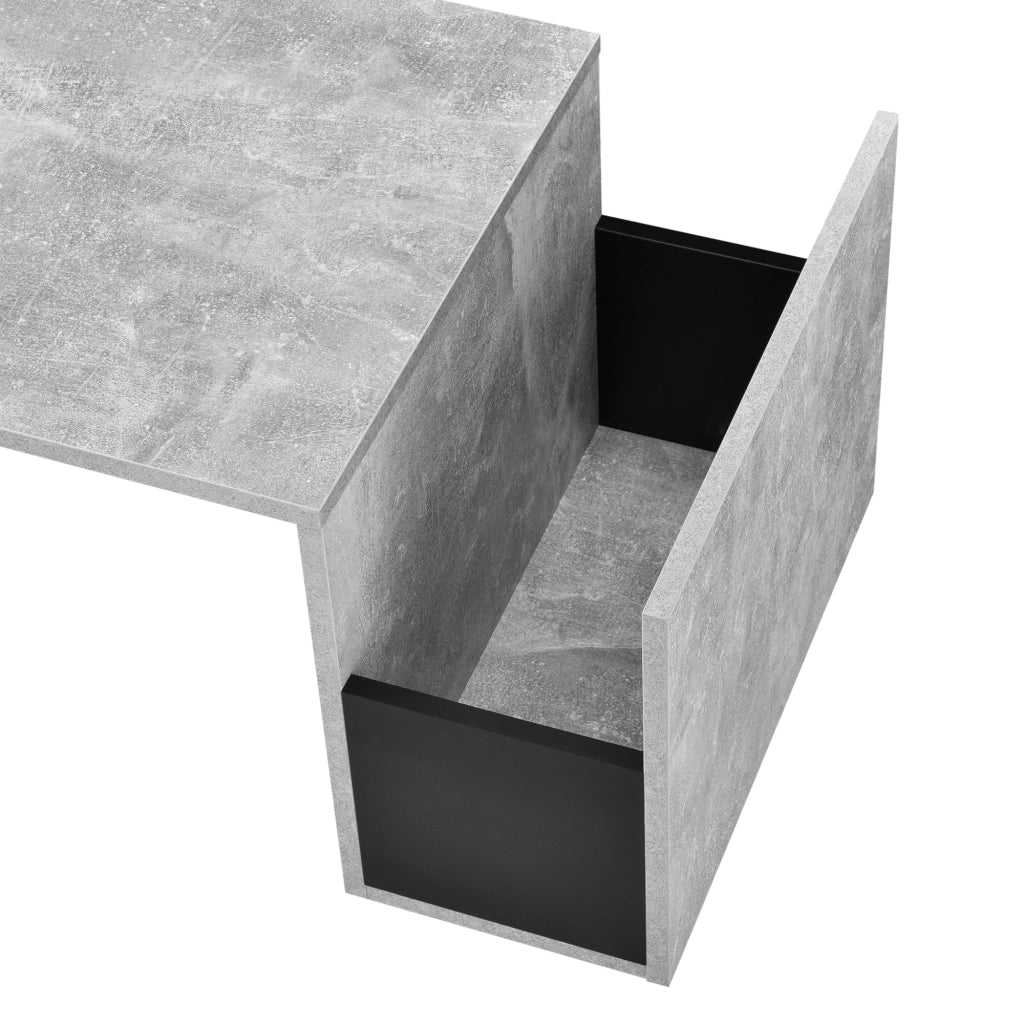 Tavolino da Salotto Bollnäs con Vano Aperto Laterale 90 x 45 x 35 cm - Effetto Cemento [en.casa]