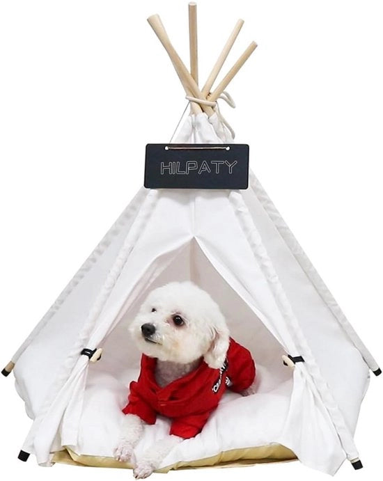 Tenda per Animali da Corte - Abitacoli Portatili per Cani - Letti per Gatti con Cuscino e Area di Gioco (M Bianco)