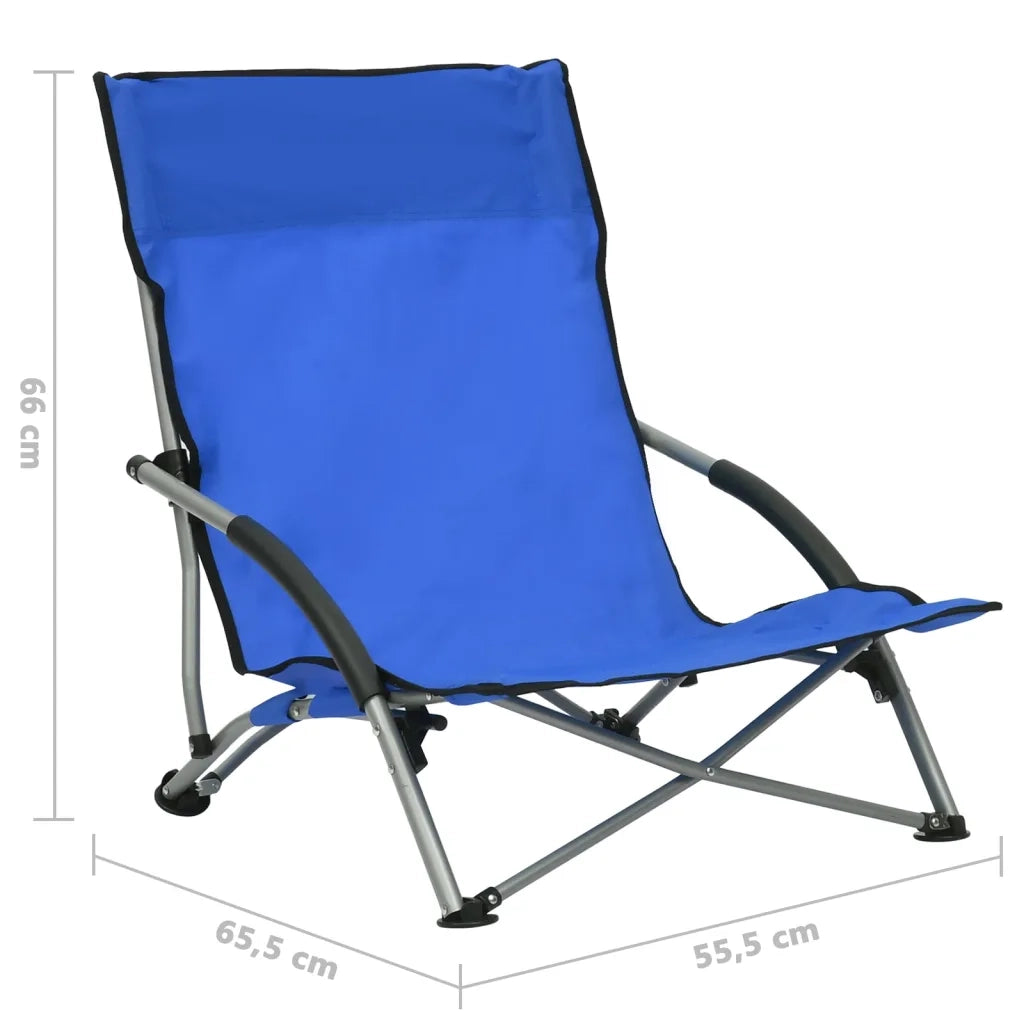 Sedie da Spiaggia Pieghevoli 2 pz | Sedie da Esterno in Tessuto Blu