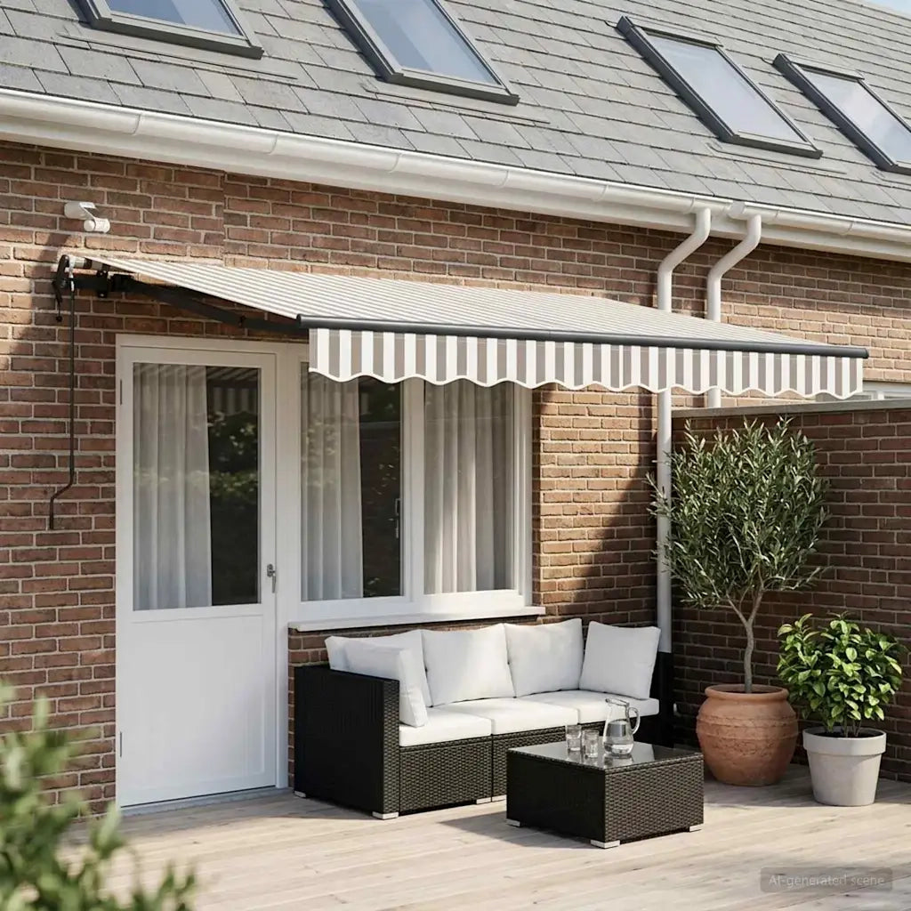 Tenda retrattile Grigio chiaro e bianco 600 × 300 cm Poliestere 3426492