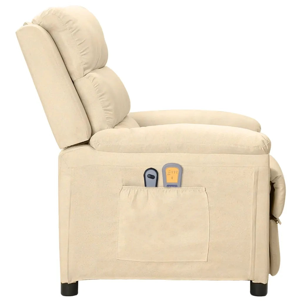 Poltrona Massaggiante Elettrica Crema in Tessuto cod mxl 32422