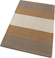 Tappeto Cucina Bagno Puro Cotone Assorbente Intrecciato a Mano Beige 55x180 cm