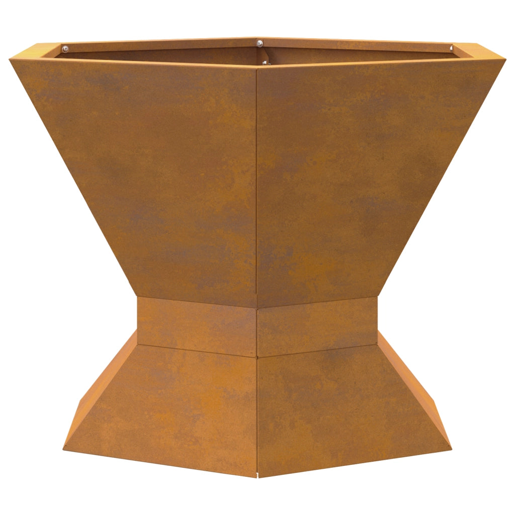 Focolare Esagonale 50x50x40 cm in Acciaio Invecchiato