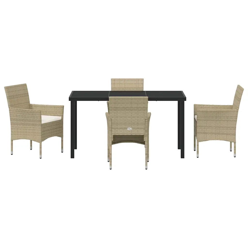 Set da Pranzo per Giardino con cuscino 5 pcs Beige polyrattan 3379739