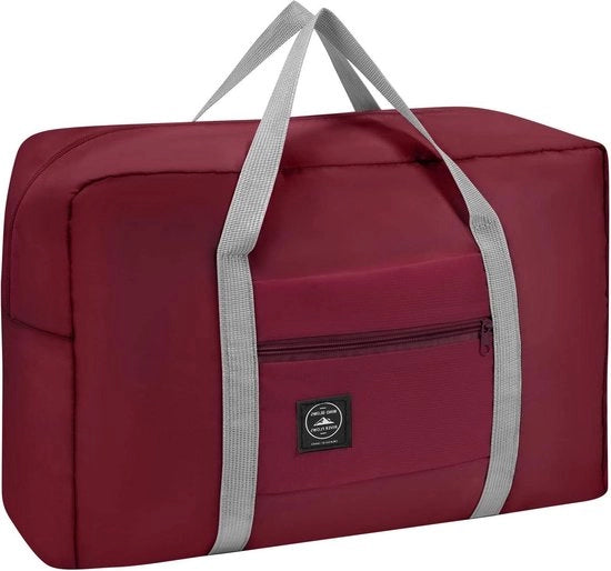 Borsa da palestra pieghevole per donne - Borsa a zaino impermeabile per fine settimana - Grande borsa da viaggio - Borsa da ospedale leggera - Borsa da viaggio capiente per sport e viaggi - Rosso Vino - 1 pz - 42x29x29 cm - 1,5 kg - Nero