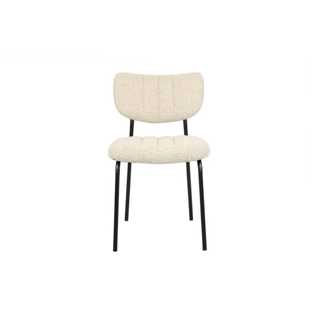 Set di 2 sedie NORAYA - Tessuto beige - Piedi in metallo - Design compatto - Eleganza naturale e raffinata