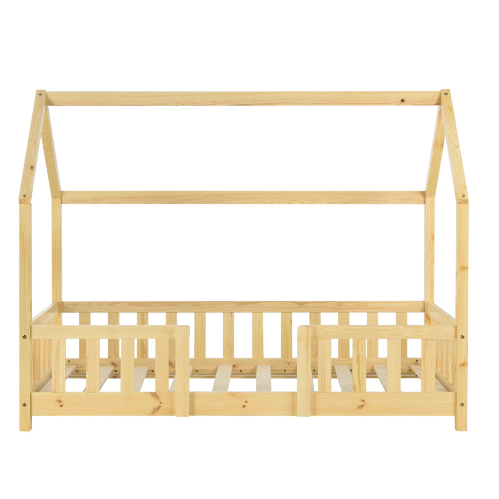 Letto per Cameretta Sisimiut a Forma di Casetta con Materasso 70x140 cm Color Legno Naturale [en.casa] [neu.haus]