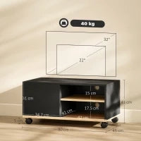 Mobile Porta TV fino 42"con Ruote e Freni, Armadietto e Ripiano Regolabile, 80x45x41 cm, Nero