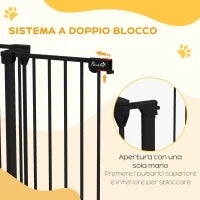 Cancelletto per Cani Taglia Media a 3 Pannelli con Doppio Sistema di Blocco, 206x90cm, Nero