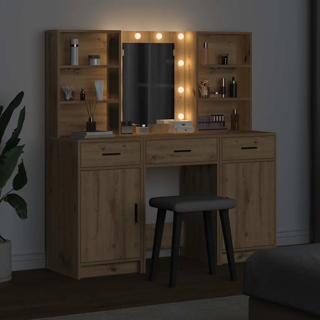 Set da tavolo da trucco con LED 3 pcs Rovere artigianale 3334298