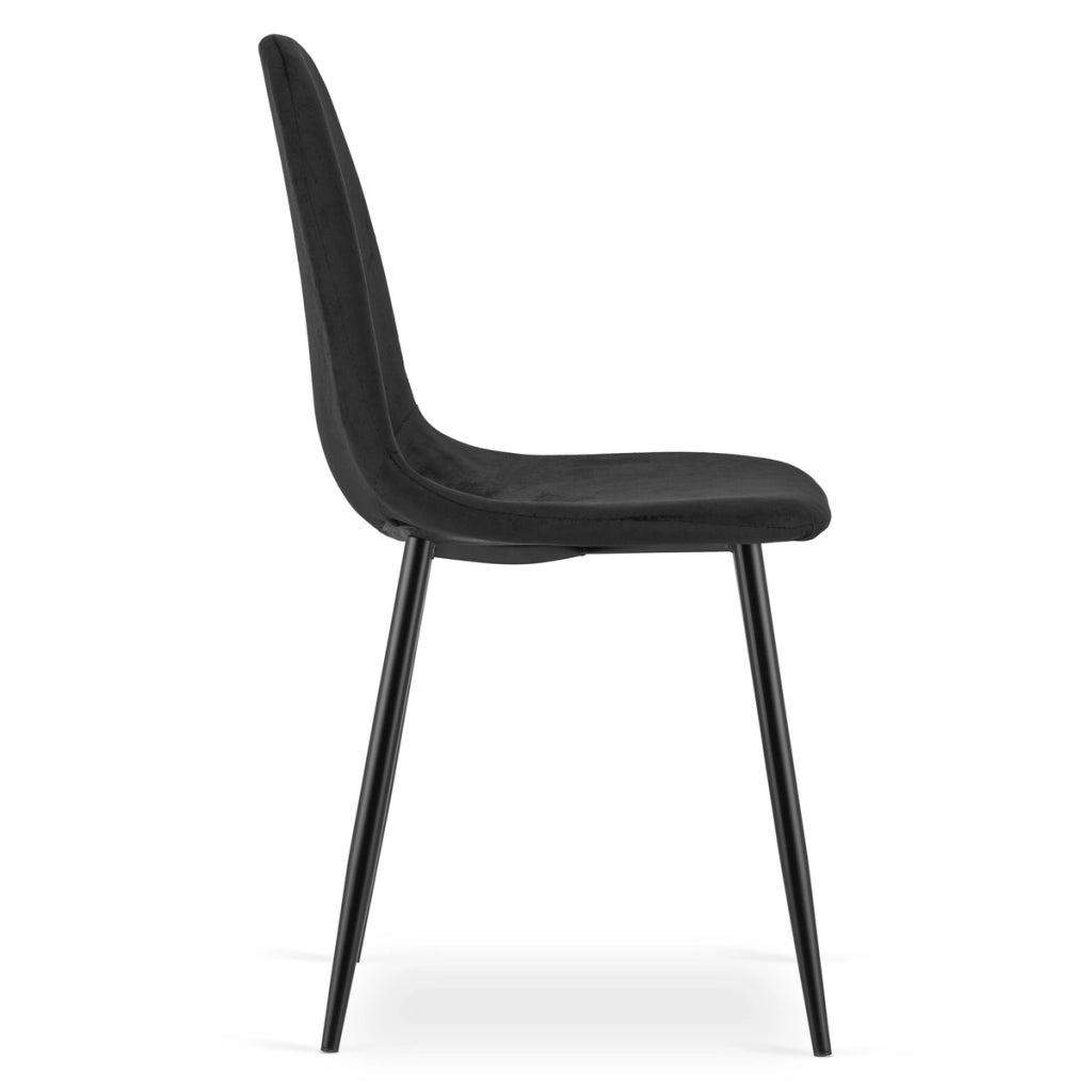 Set di 2 sedie Padva in velluto nero con gambe in metallo