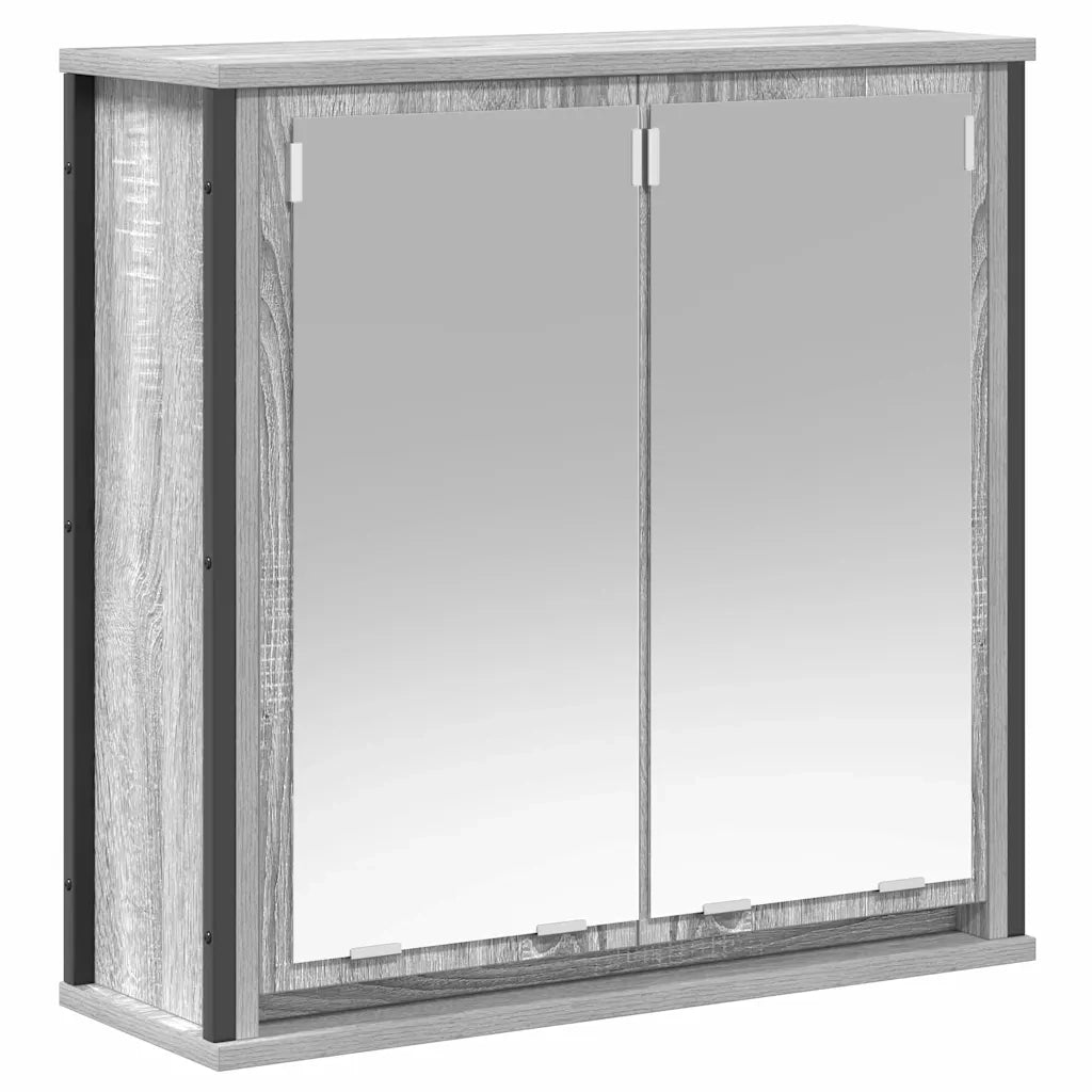 Set di mobili per il bagno con porta 5 pcs Grigio Sonoma e Nero 3328387