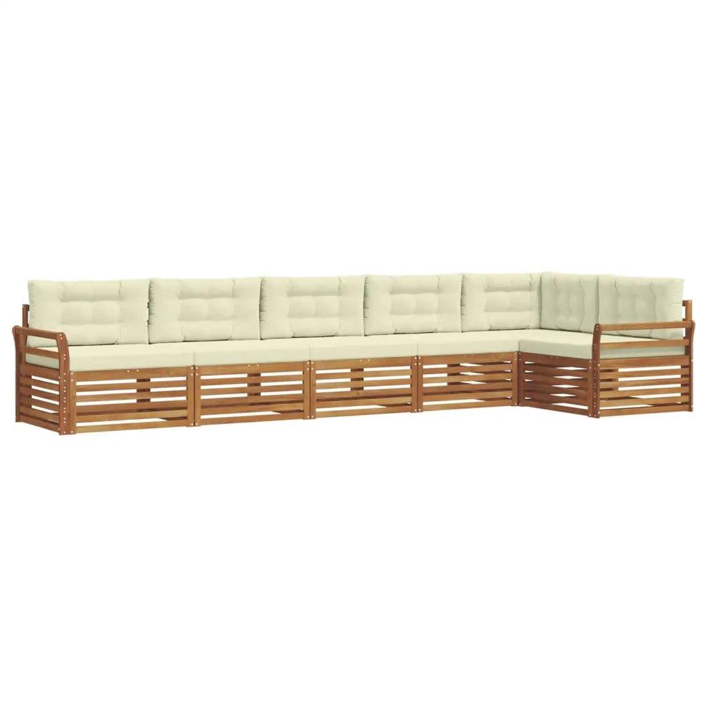 Set di divani da esterno con cuscino 6 pcs Naturale e Crema