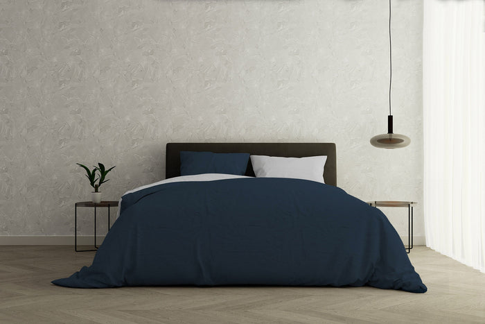 Copripiumino con Sacco e Federe Doubleface Blu Scuro/Grigio Chiaro 1 Piazza e Mezzo